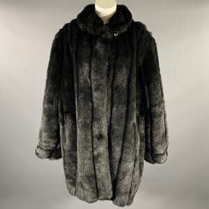 DENNIS BASSO Size XL Black Faux Fur Modacrylic Coat